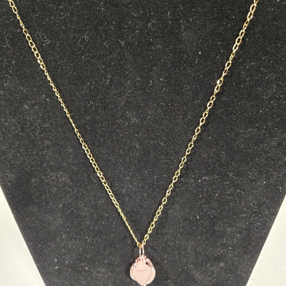 Gold Chain and Natural Rose Quartz Necklace - Picture 4 of 11